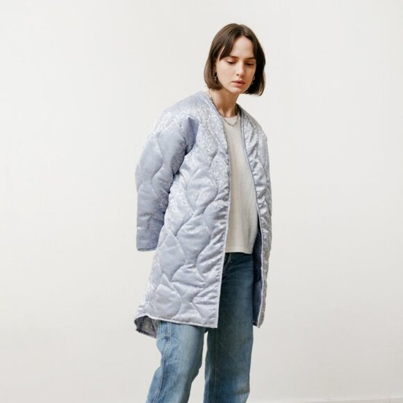 Priory Baby Blue Floral Quilted Jacket Size S/M - Picture 1 of 11